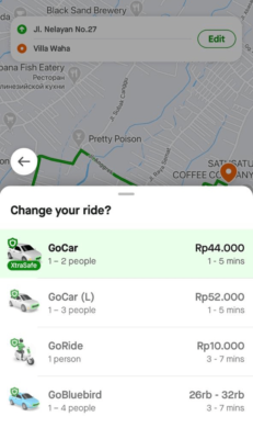 Шаг 2. Как заказать такси Gojek